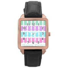 Happy Easter Rabbit Color Green Purple Blue Pink Rose Gold Leather Watch 