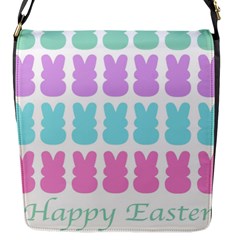 Happy Easter Rabbit Color Green Purple Blue Pink Flap Messenger Bag (s) by Mariart