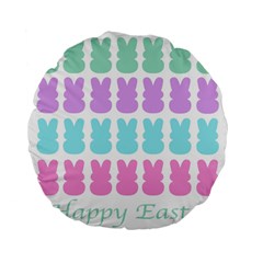 Happy Easter Rabbit Color Green Purple Blue Pink Standard 15  Premium Flano Round Cushions