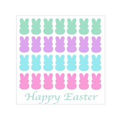 Happy Easter Rabbit Color Green Purple Blue Pink Small Satin Scarf (square) by Mariart