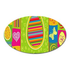Happy Easter Butterfly Love Flower Floral Color Rainbow Oval Magnet by Mariart