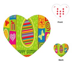 Happy Easter Butterfly Love Flower Floral Color Rainbow Playing Cards (heart)  by Mariart