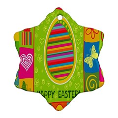 Happy Easter Butterfly Love Flower Floral Color Rainbow Snowflake Ornament (two Sides) by Mariart