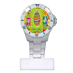 Happy Easter Butterfly Love Flower Floral Color Rainbow Plastic Nurses Watch