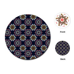 Floral Flower Star Blue Playing Cards (round) 