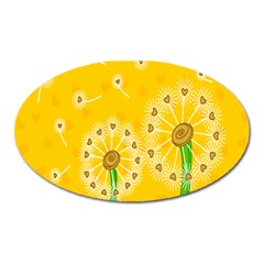 Leaf Flower Floral Sakura Love Heart Yellow Orange White Green Oval Magnet by Mariart