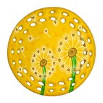 Leaf Flower Floral Sakura Love Heart Yellow Orange White Green Round Filigree Ornament (Two Sides) Front