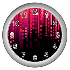 Line Vertical Plaid Light Black Red Purple Pink Sexy Wall Clocks (silver) 