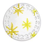 Line Painting Yellow Star Round Filigree Ornament (Two Sides) Back