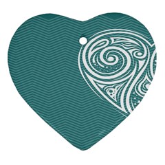 Line Wave Chevron Star Blue Love Heart Sea Beach Ornament (heart)