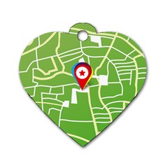 Map Street Star Location Dog Tag Heart (one Side) by Mariart