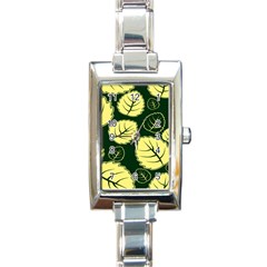 Leaf Green Yellow Rectangle Italian Charm Watch by Mariart