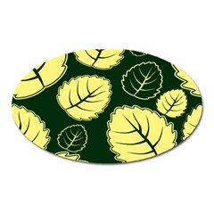 Leaf Green Yellow Oval Magnet