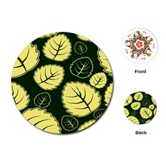 Leaf Green Yellow Playing Cards (round)  by Mariart