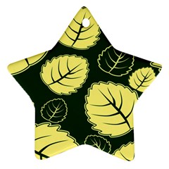Leaf Green Yellow Star Ornament (two Sides) by Mariart