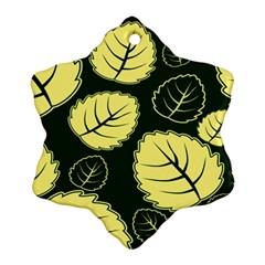 Leaf Green Yellow Snowflake Ornament (two Sides) by Mariart