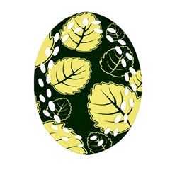 Leaf Green Yellow Oval Filigree Ornament (two Sides)