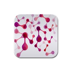 Molecular New Pink Purple Rubber Square Coaster (4 Pack) 