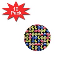 Pacman Seamless Generated Monster Eat Hungry Eye Mask Face Color Rainbow 1  Mini Magnet (10 Pack) 