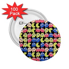 Pacman Seamless Generated Monster Eat Hungry Eye Mask Face Color Rainbow 2 25  Buttons (100 Pack) 