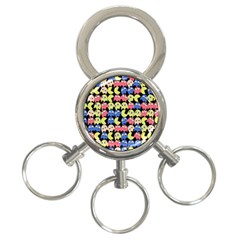 Pacman Seamless Generated Monster Eat Hungry Eye Mask Face Color Rainbow 3-ring Key Chains by Mariart