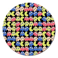 Pacman Seamless Generated Monster Eat Hungry Eye Mask Face Color Rainbow Magnet 5  (round) by Mariart