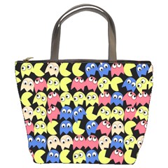 Pacman Seamless Generated Monster Eat Hungry Eye Mask Face Color Rainbow Bucket Bags by Mariart