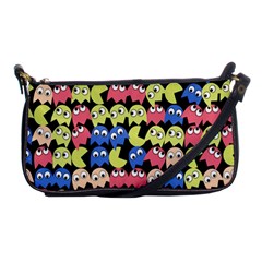 Pacman Seamless Generated Monster Eat Hungry Eye Mask Face Color Rainbow Shoulder Clutch Bags by Mariart