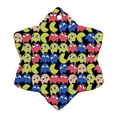 Pacman Seamless Generated Monster Eat Hungry Eye Mask Face Color Rainbow Snowflake Ornament (two Sides)