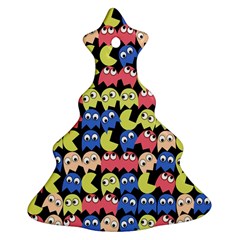 Pacman Seamless Generated Monster Eat Hungry Eye Mask Face Color Rainbow Christmas Tree Ornament (two Sides) by Mariart
