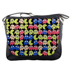 Pacman Seamless Generated Monster Eat Hungry Eye Mask Face Color Rainbow Messenger Bags by Mariart