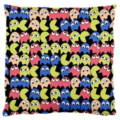Pacman Seamless Generated Monster Eat Hungry Eye Mask Face Color Rainbow Large Cushion Case (one Side) by Mariart