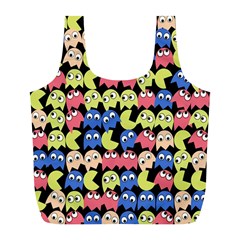 Pacman Seamless Generated Monster Eat Hungry Eye Mask Face Color Rainbow Full Print Recycle Bags (l)  by Mariart