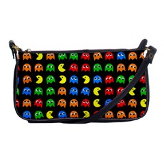 Pacman Seamless Generated Monster Eat Hungry Eye Mask Face Rainbow Color Shoulder Clutch Bags