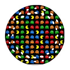 Pacman Seamless Generated Monster Eat Hungry Eye Mask Face Rainbow Color Ornament (round Filigree) by Mariart