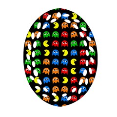 Pacman Seamless Generated Monster Eat Hungry Eye Mask Face Rainbow Color Oval Filigree Ornament (two Sides)