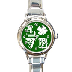 Parks And Tally Love Printable Green Round Italian Charm Watch
