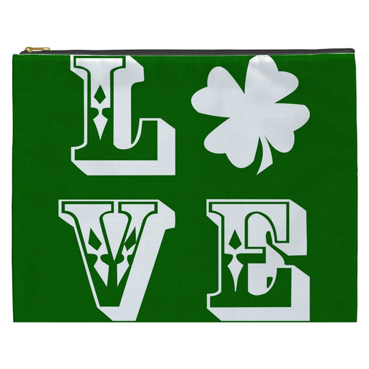 Parks And Tally Love Printable Green Cosmetic Bag (XXXL) 