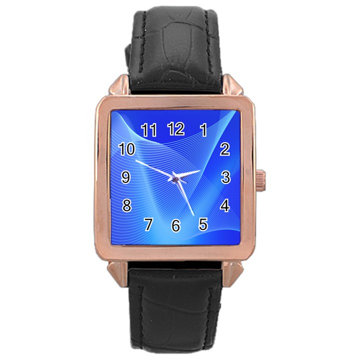 Line Net Light Blue White Chevron Wave Waves Rose Gold Leather Watch 