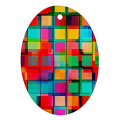 Plaid Line Color Rainbow Red Orange Blue Chevron Oval Ornament (two Sides) by Mariart