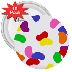 Seed Beans Color Rainbow 3  Buttons (10 Pack) 