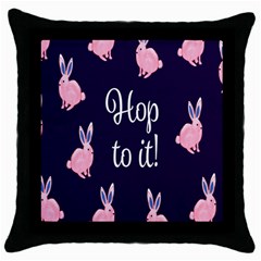 Rabbit Bunny Pink Purple Easter Animals Throw Pillow Case (black) by Mariart