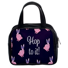 Rabbit Bunny Pink Purple Easter Animals Classic Handbags (2 Sides)