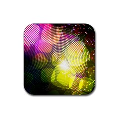 Plaid Star Light Color Rainbow Yellow Purple Pink Gold Blue Rubber Coaster (square)  by Mariart