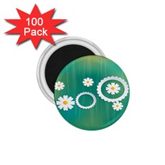 Sunflower Sakura Flower Floral Circle Green 1 75  Magnets (100 Pack)  by Mariart