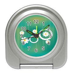 Sunflower Sakura Flower Floral Circle Green Travel Alarm Clocks