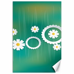 Sunflower Sakura Flower Floral Circle Green Canvas 12  x 18  