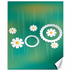 Sunflower Sakura Flower Floral Circle Green Canvas 11  x 14  