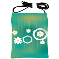 Sunflower Sakura Flower Floral Circle Green Shoulder Sling Bags by Mariart