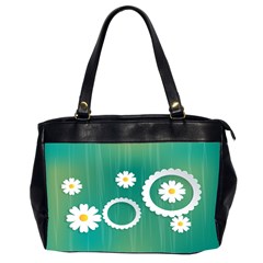 Sunflower Sakura Flower Floral Circle Green Office Handbags (2 Sides) 